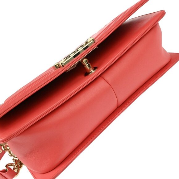 Boy Chanel Pink Lambskin Chevron Medium Double Chain Shoulder Bag 57075 - Picture 6 of 11